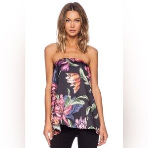 CAMEO black floral flower tropical strapless “Rather Be Bustier” in Night Lily S